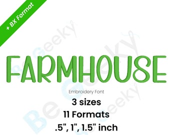 Farmhouse Digital Embroidery Font Alphabet 3 Sizes Instant Download BX Font | PES + 9  formats