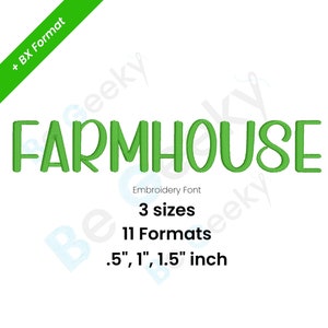 Farmhouse Digital Embroidery Font Alphabet 3 Sizes Instant Download BX Font | PES + 9  formats