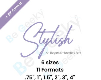 Stylish Digital Embroidery Font Alphabet 6 sizes Instant Download | BX Font | PES + 9 formats