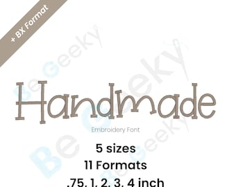 Handmade Digital Embroidery Font Alphabet | 5 sizes | Instant Download BX Font | PES + 9  formats