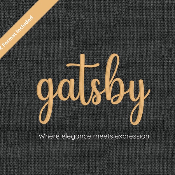 Gatsby Cursive Embroidery Font; 6 sizes, instant download BX Font | PES + 9 other formats