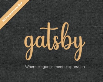 Gatsby Cursive Embroidery Font; 6 sizes, instant download BX Font | PES + 9 other formats