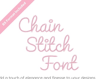 Chain Stitch Font Cursive Embroidery Font, 7 Sizes  Instant Download | BX Font | PES + 9 formats