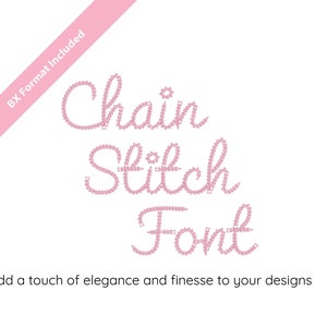 Chain Stitch Font Cursive Machine Embroidery Font, 7 tamanhos Download instantâneo | Fonte BX | PES + 9 formatos