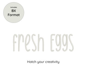 Fresh Eggs Digital Embroidery Font Alphabet 5 sizes Instant Download BX Font | PES + 9 formats