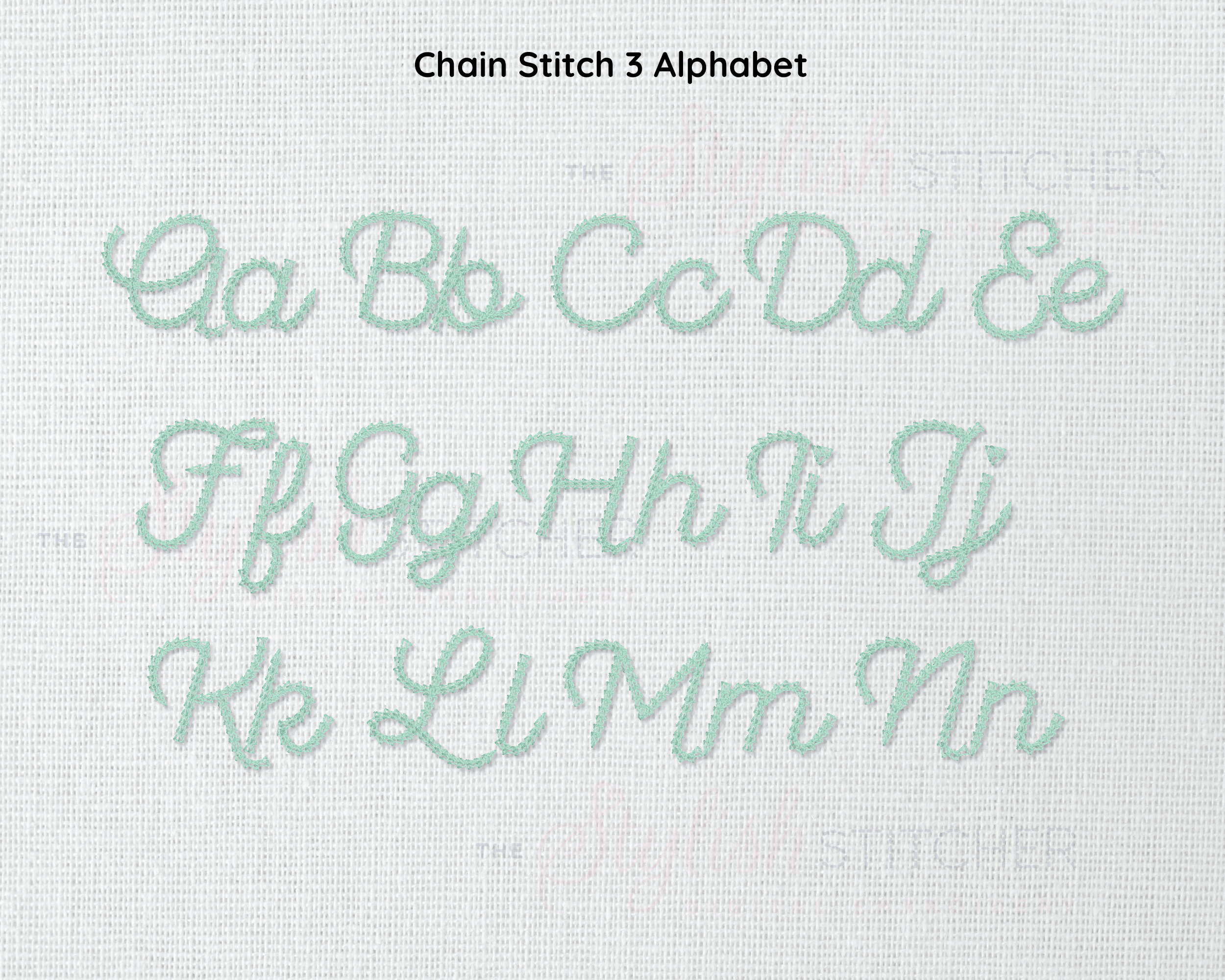 Chain Stitch Font Set 3 Cursive Embroidery Font, 7 Sizes Instant ...