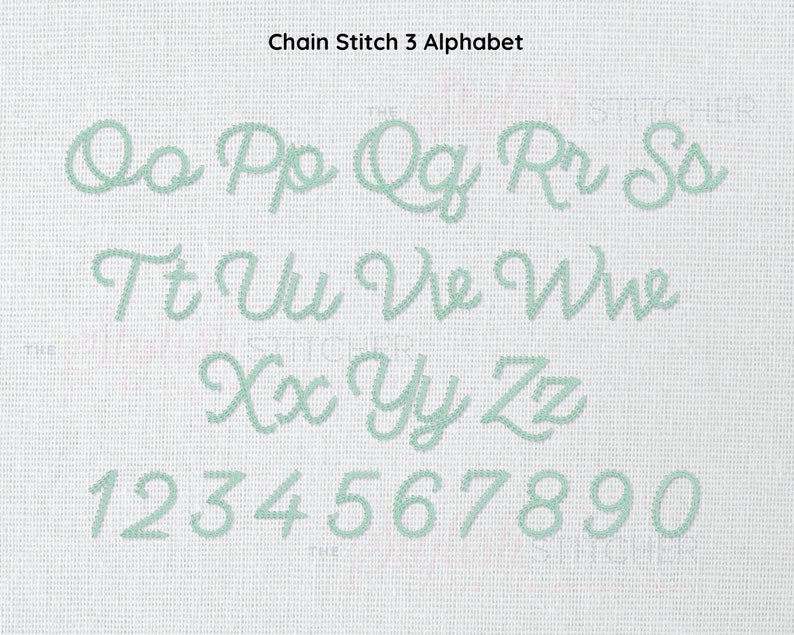 Chain Stitch Font Set 3 Cursive Embroidery Font, 7 Sizes Instant ...