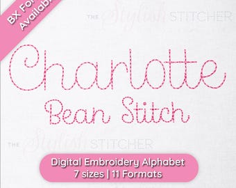 Charlotte Cursive Bean Stitch Embroidery Machine Font Embroidery Alphabet, 7 Sizes,  Instant Download | BX Font | PES + 9 formats