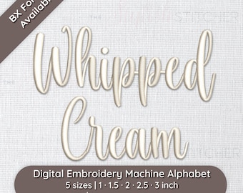Whipped Cream Cursive Script Embroidery Font Alphabet; 5 sizes, instant download BX Font | PES + 9 other formats for Embroidery Machines