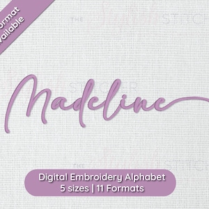 Madeline Cursive Script Embroidery Font; 5 sizes, instant download BX Font | PES + 9 other formats for Embroidery Machines
