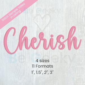 Cherish Script Digital Embroidery Font  Alphabet 4 sizes Instant Download BX Font | PES + 9 other formats