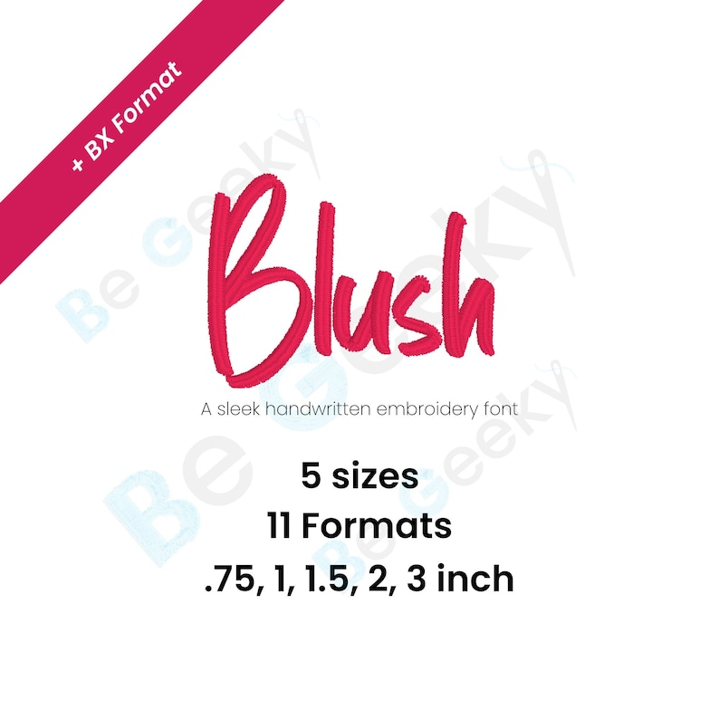 Blush Digital Embroidery Font Alphabet 5 Sizes Instant Download BX Font ...