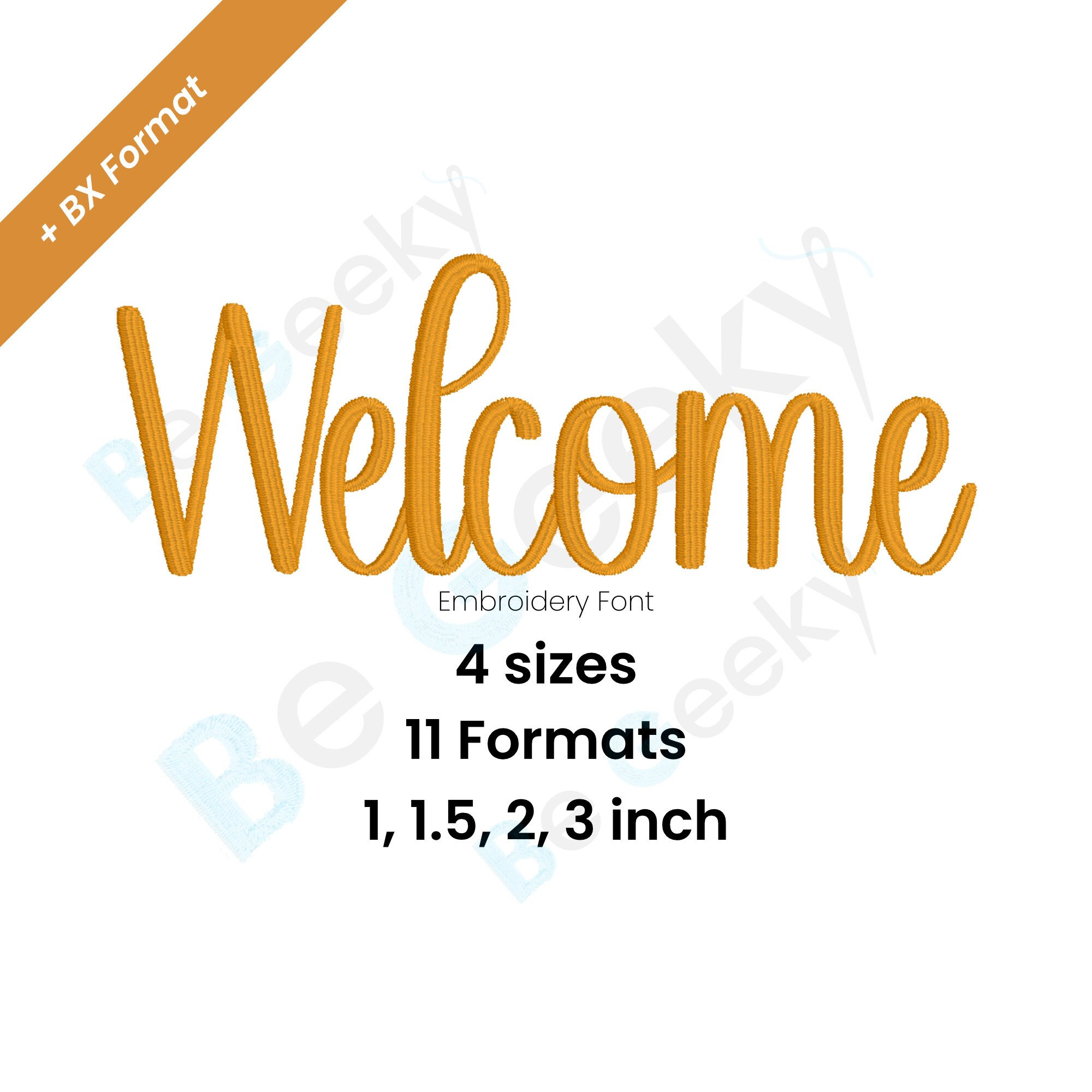 Welcome Script Digital Embroidery Font Alphabet Instant Download BX Font | PES + 9  formats