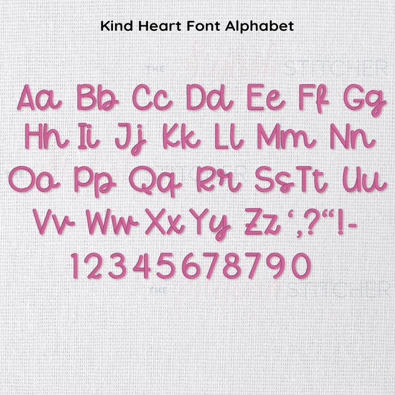 Kind Heart Cursive Script Embroidery Font; 6 Sizes, Instant Download BX ...