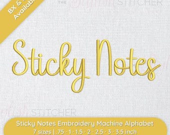 Sticky Notes Digital Embroidery Font Alphabet - 7 sizes | Instant Download |  BX Font | ESA + 10 formats