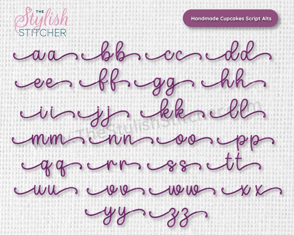 Cursive Script & Block Embroidery Font | Handmade Cupcakes Font Duo ...