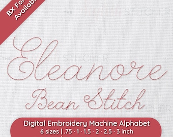 Eleanore Cursive Bean Stitch Embroidery Machine Font Embroidery Alphabet, 6 Sizes,  Instant Download | BX Font | PES + 9 formats
