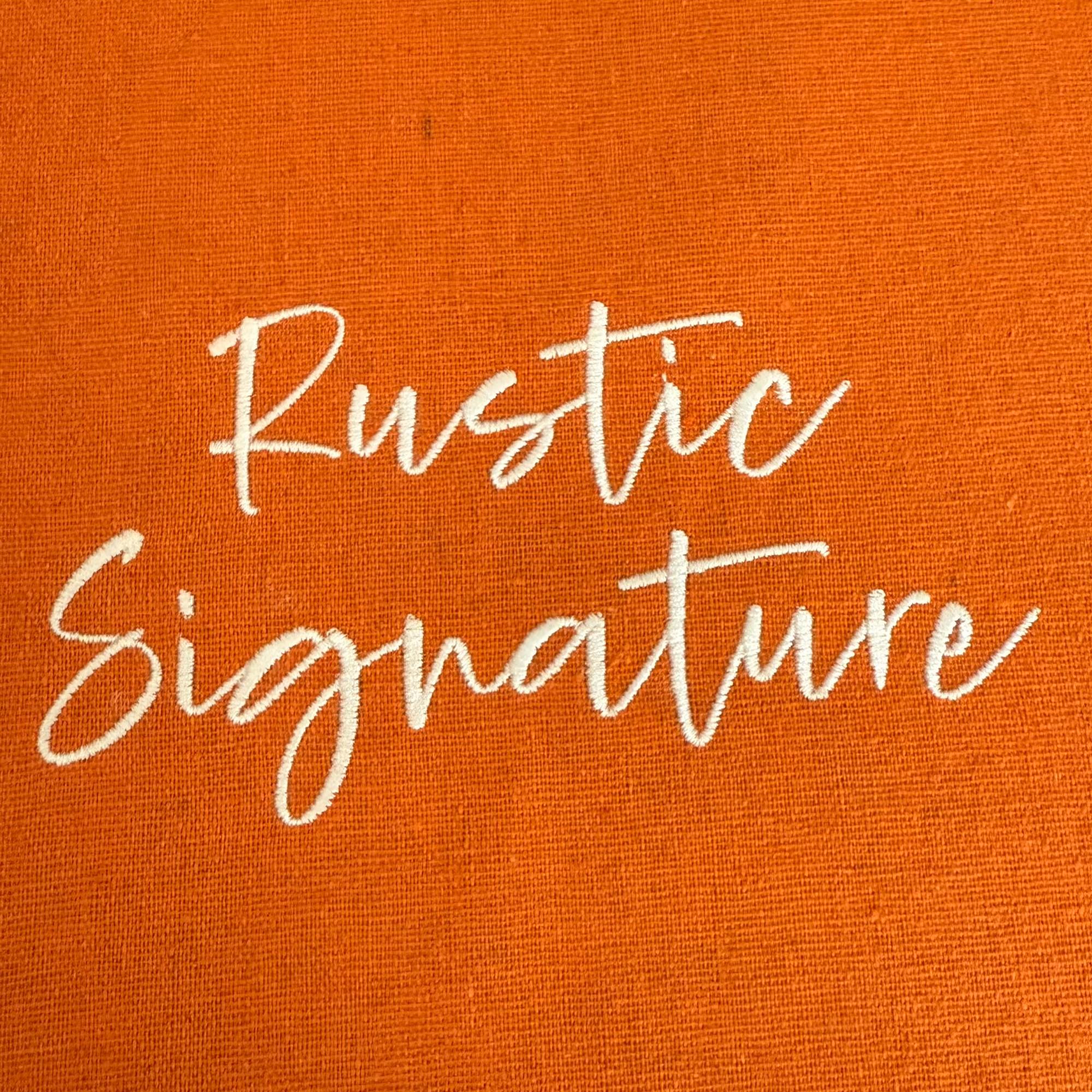 Rustic Signature Cursive Script Embroidery Font; 6 Sizes, Instant ...