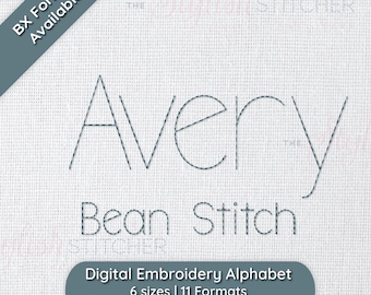 Avery Bean Stitch Machine Embroidery Font Embroidery Alphabet, 7 Sizes,  Instant Download | BX Font | PES + 9 formats