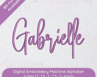 Gabrielle Cursive Script Embroidery Font; 6 sizes, instant download BX Font | PES, DST + 8 other formats for Embroidery Machines