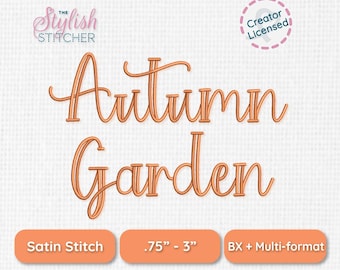 Script Embroidery Font, Autumn Garden Cursive BX Alphabet (Digital Download)