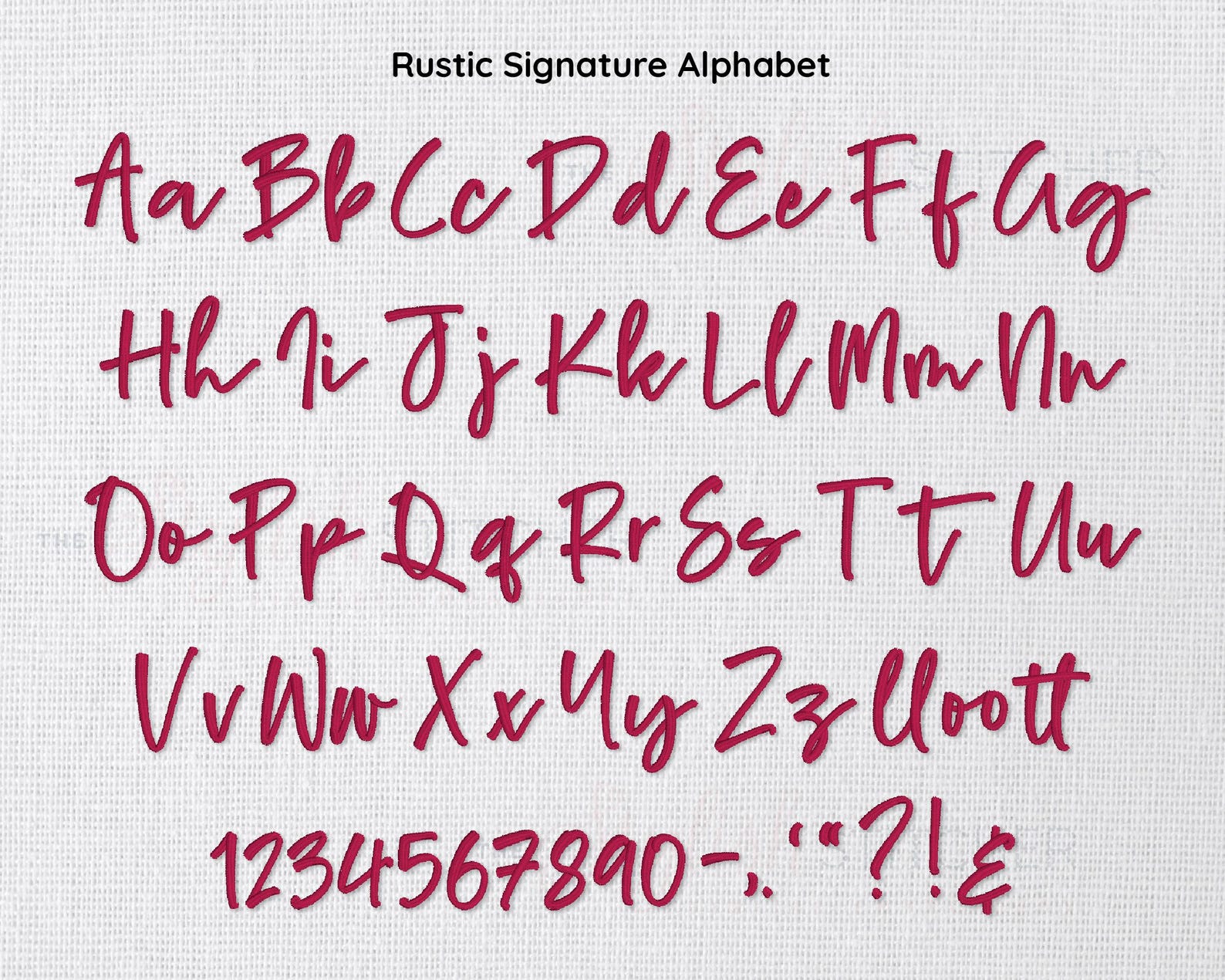 Rustic Cursive Font Ink Rustic Signature Cursive Script Embroidery Font; 6 Sizes, Instant ...
