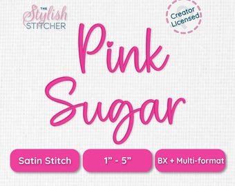 Pink Sugar Cursive Embroidery Font, Script BX Machine Alphabet (Digital Download)