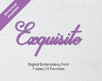 Exquisite Script Embroidery Font Alphabet Cursive; 7 sizes, instant download BX Font | PES + 9 other formats