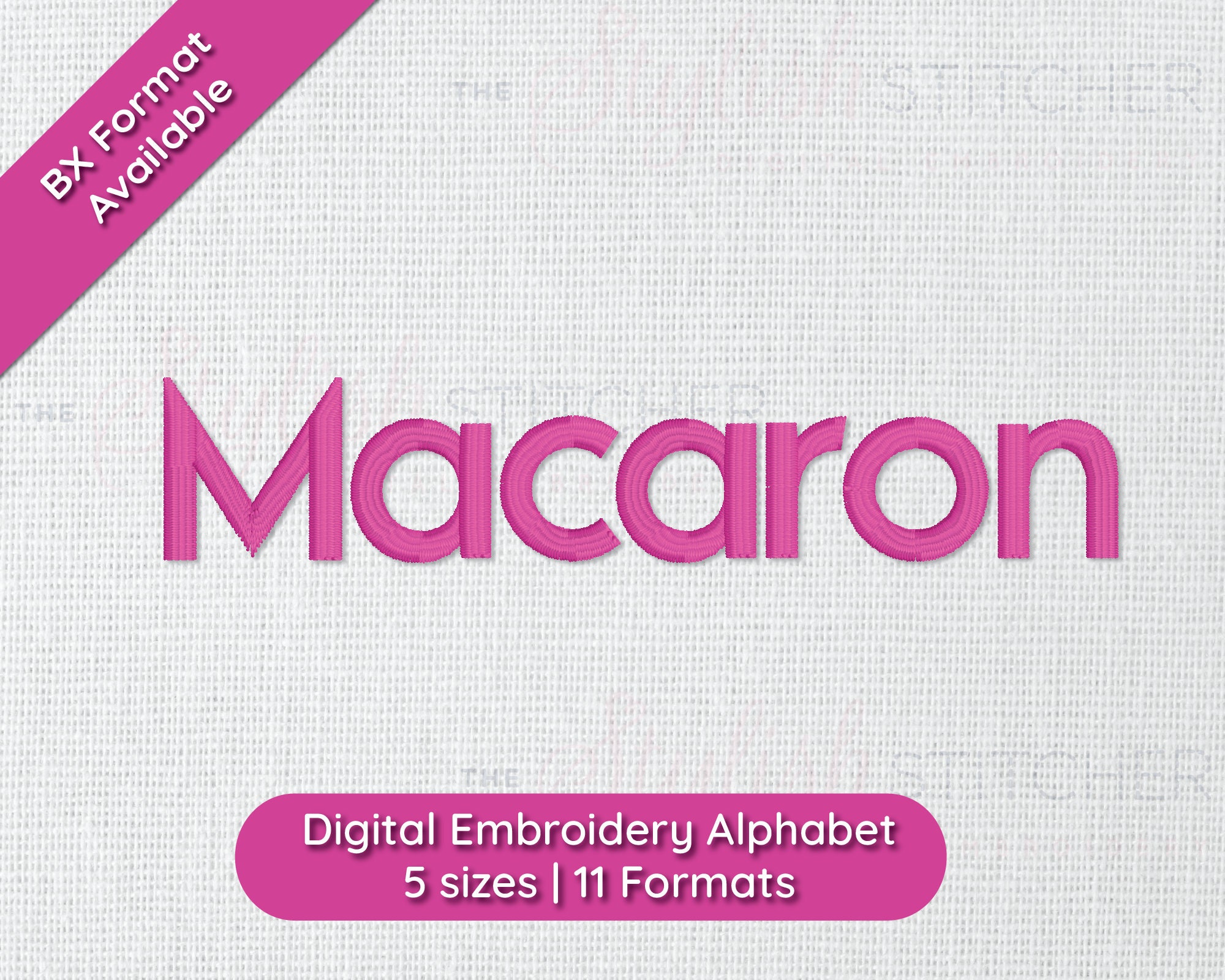 Macaron Digital Embroidery Font Alphabet | 5 Sizes | Instant Download BX Font | PES + 9  formats Sans Serif Block for Embroidery Machines