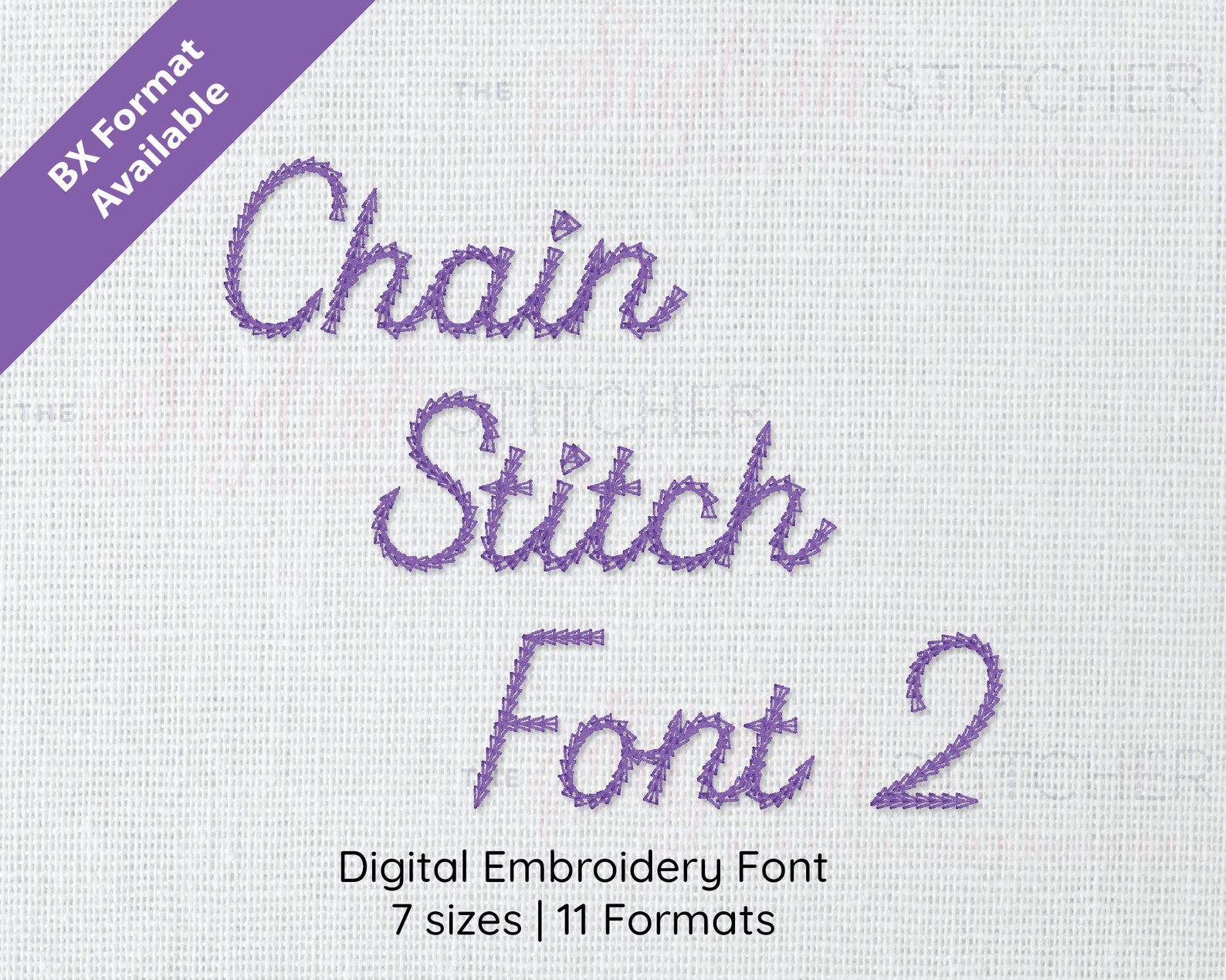 Chain Stitch Font Set 2 Cursive Embroidery Font, 7 Sizes Instant ...