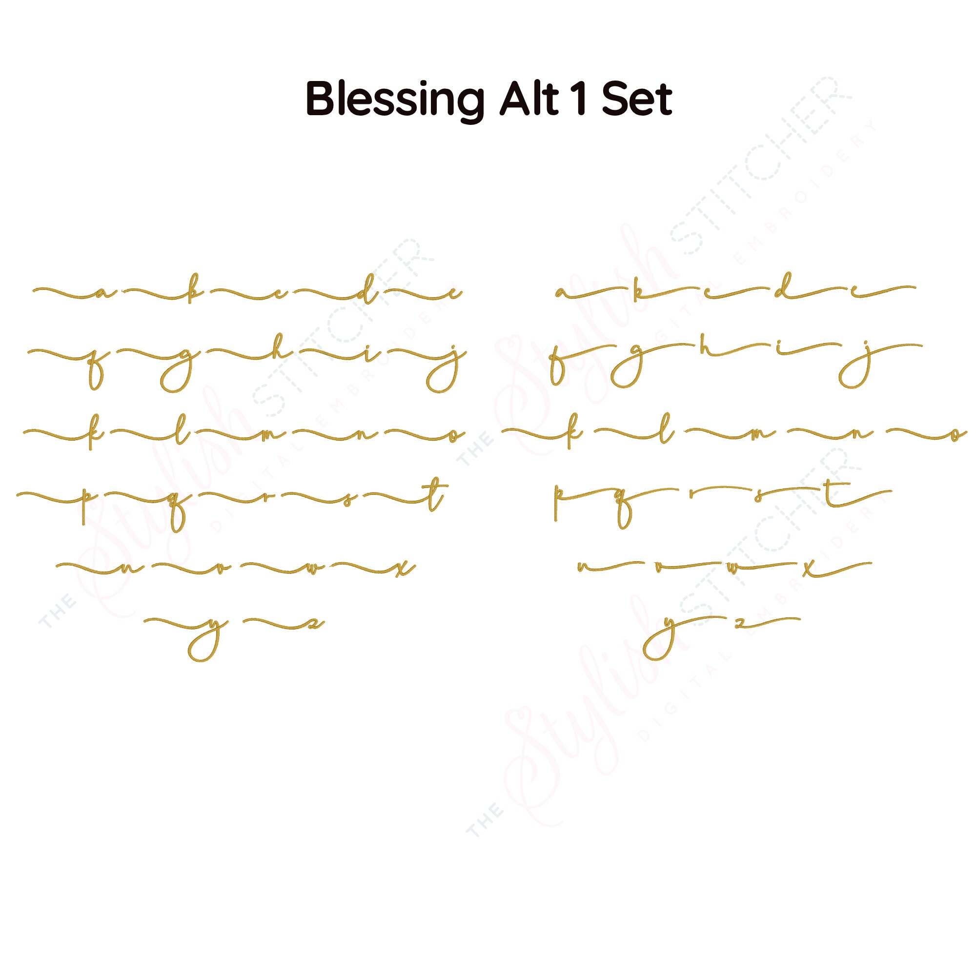 Blessing Digital Embroidery Font Alphabet Script | 2 Sets of Lower Case ...