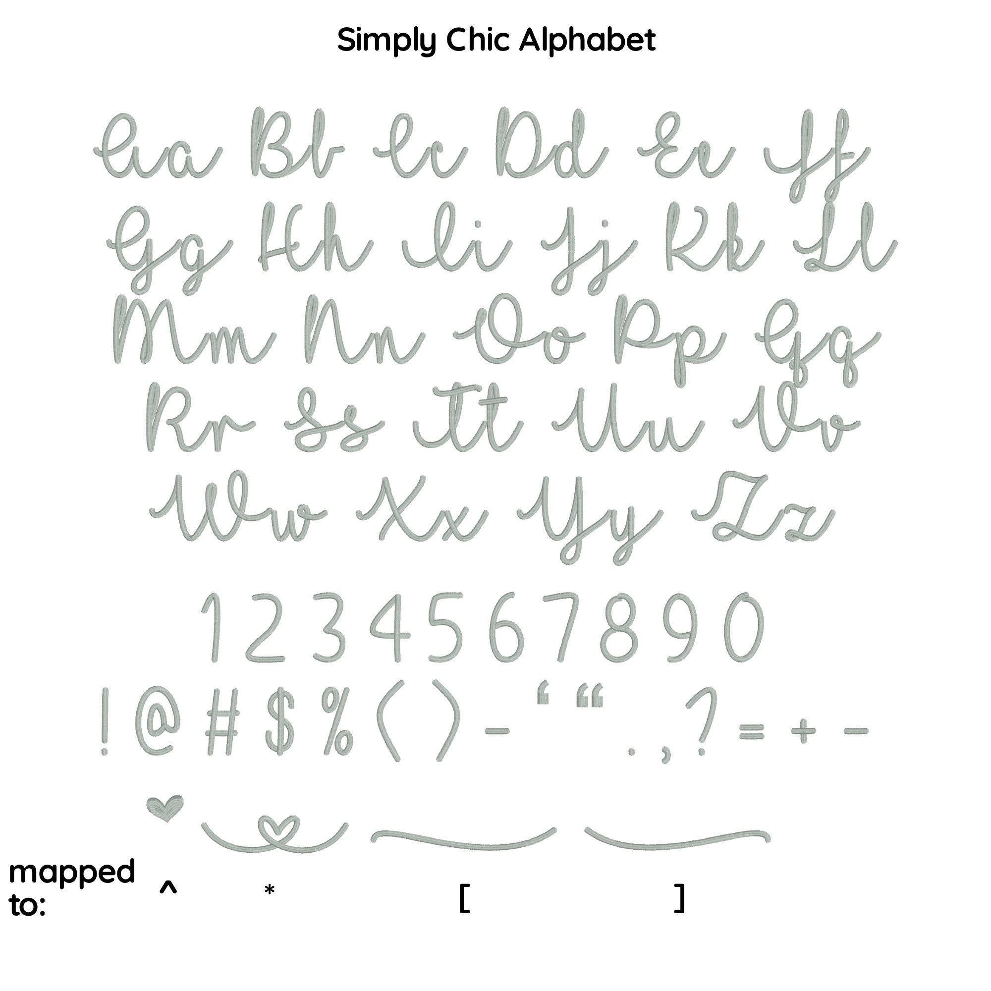 Chic Word Script Simply Chic Script Digital Embroidery Font Alphabet Instant Download BX ...