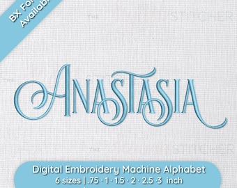 Anastasia decorative Embroidery Font; 6 sizes, instant download BX Font | PES + 9 other formats for Embroidery Machines