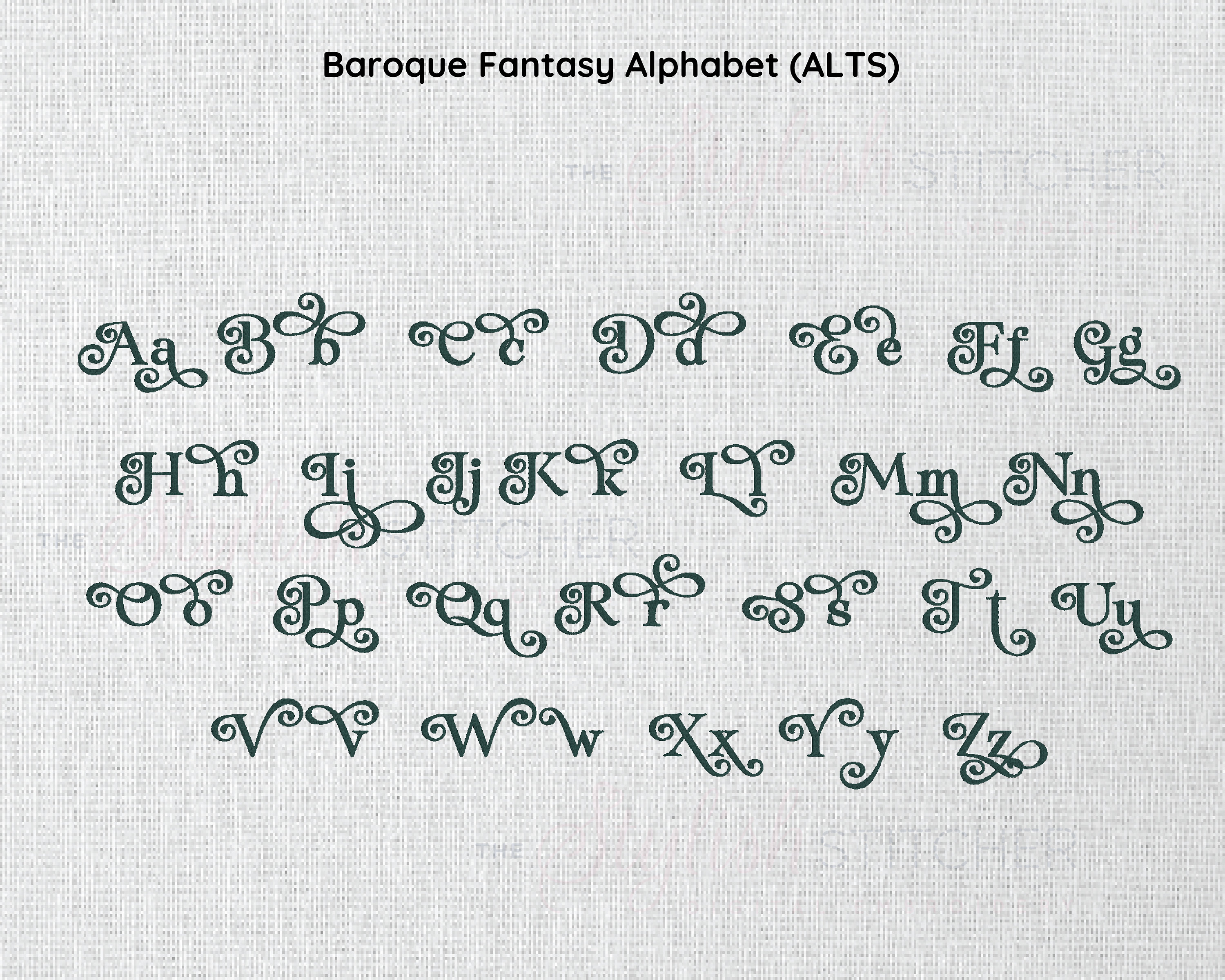 Baroque Fantasy Cursive Script Machine Embroidery Font; 6 Sizes ...