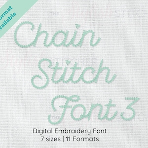 Chain Stitch Font Set 3 Cursive Embroidery Font, 7 Sizes  Instant Download | BX Font | PES + 9 formats