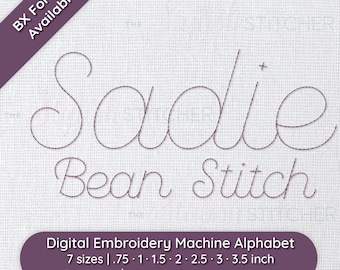 Sadie Cursive Bean Stitch Embroidery Machine Font Embroidery Alphabet, 7 Sizes,  Instant Download | BX Font | PES + 9 formats