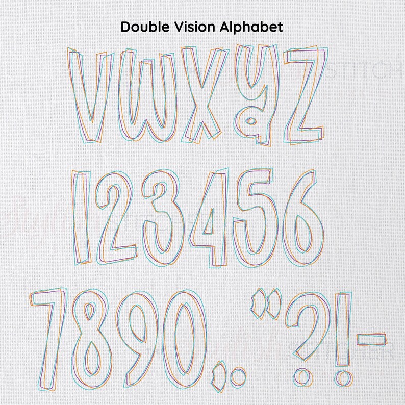 Double Vision Display Outline Embroidery Font; 6 Sizes, Instant ...