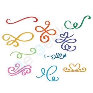 PES Flourishes Accents and Curly Swirly Digital Machine Embroidery Set of 10