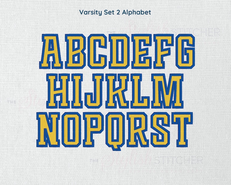 Varsity Lettering 2 Varsity Set 2 Color Digital Embroidery Font Alphabet 5 Sizes Instant ...