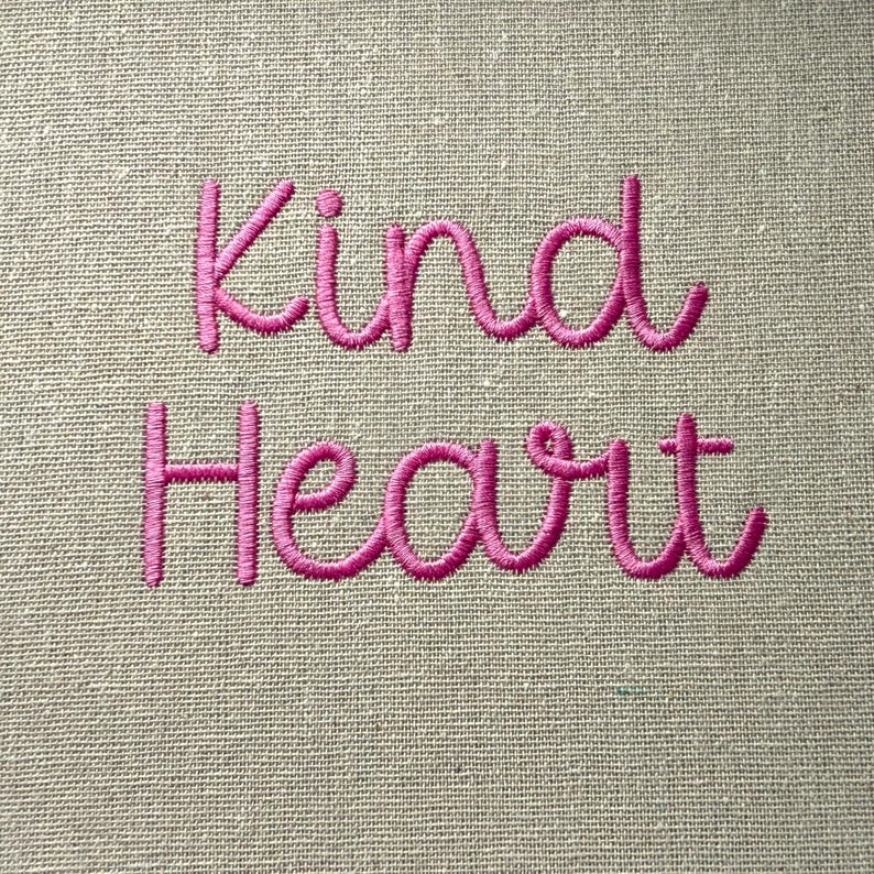 Kind Heart Cursive Script Embroidery Font; 6 Sizes, Instant Download BX ...