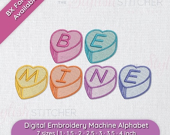 Be Mine Embroidery Font, Decorative Alphabet, 6 Sizes (BX Font) (PES, DST  + more)