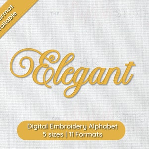 Elegant Cursive Script Embroidery Font; 6 sizes, instant download BX Font | PES + 9 other formats for Embroidery Machines