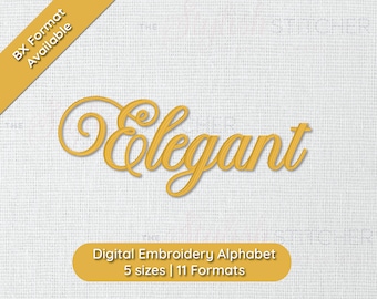 Elegant Cursive Script Embroidery Font; 6 sizes, instant download BX Font | PES + 9 other formats for Embroidery Machines