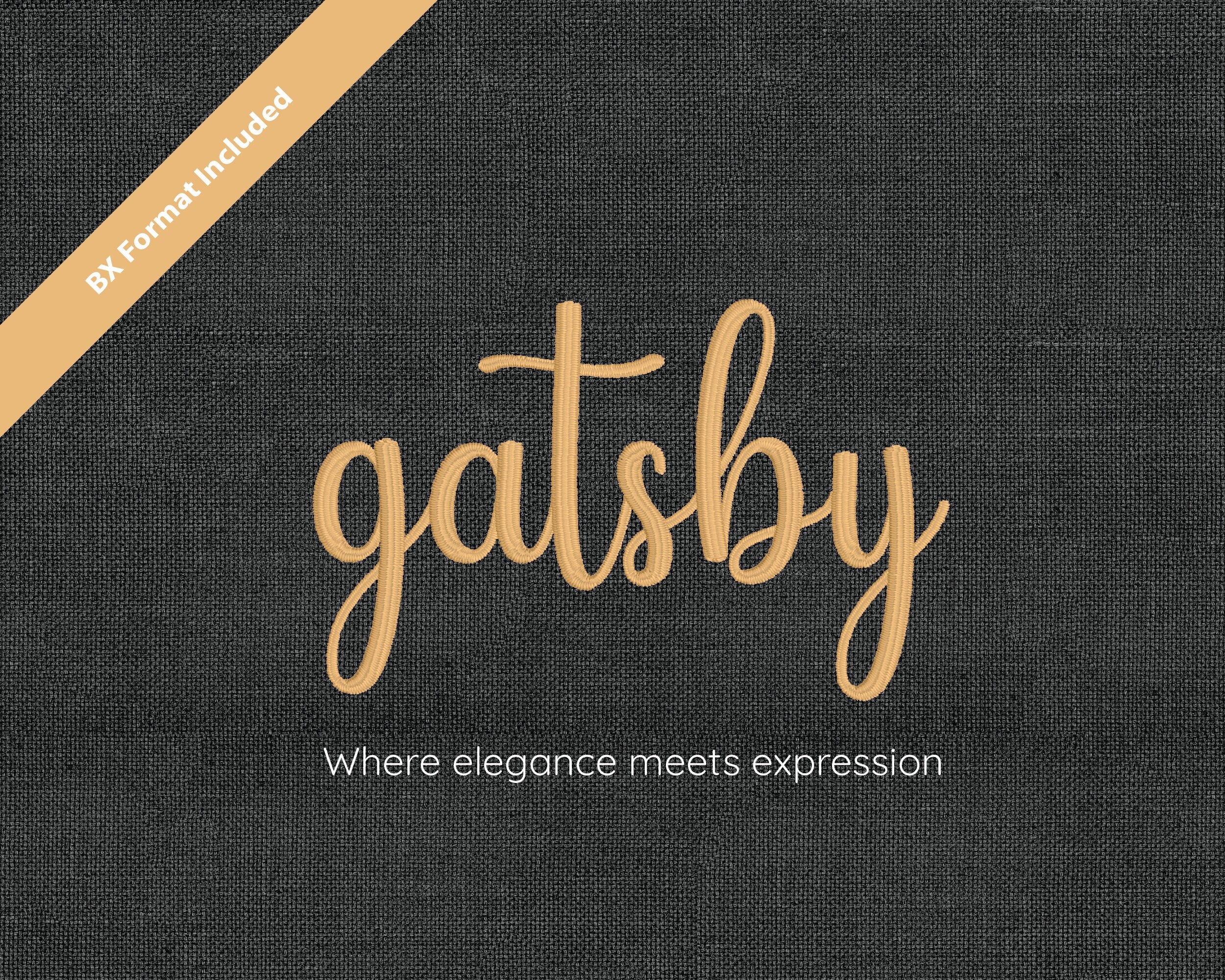 Gatsby Cursive Embroidery Font; 6 Sizes, Instant Download BX Font