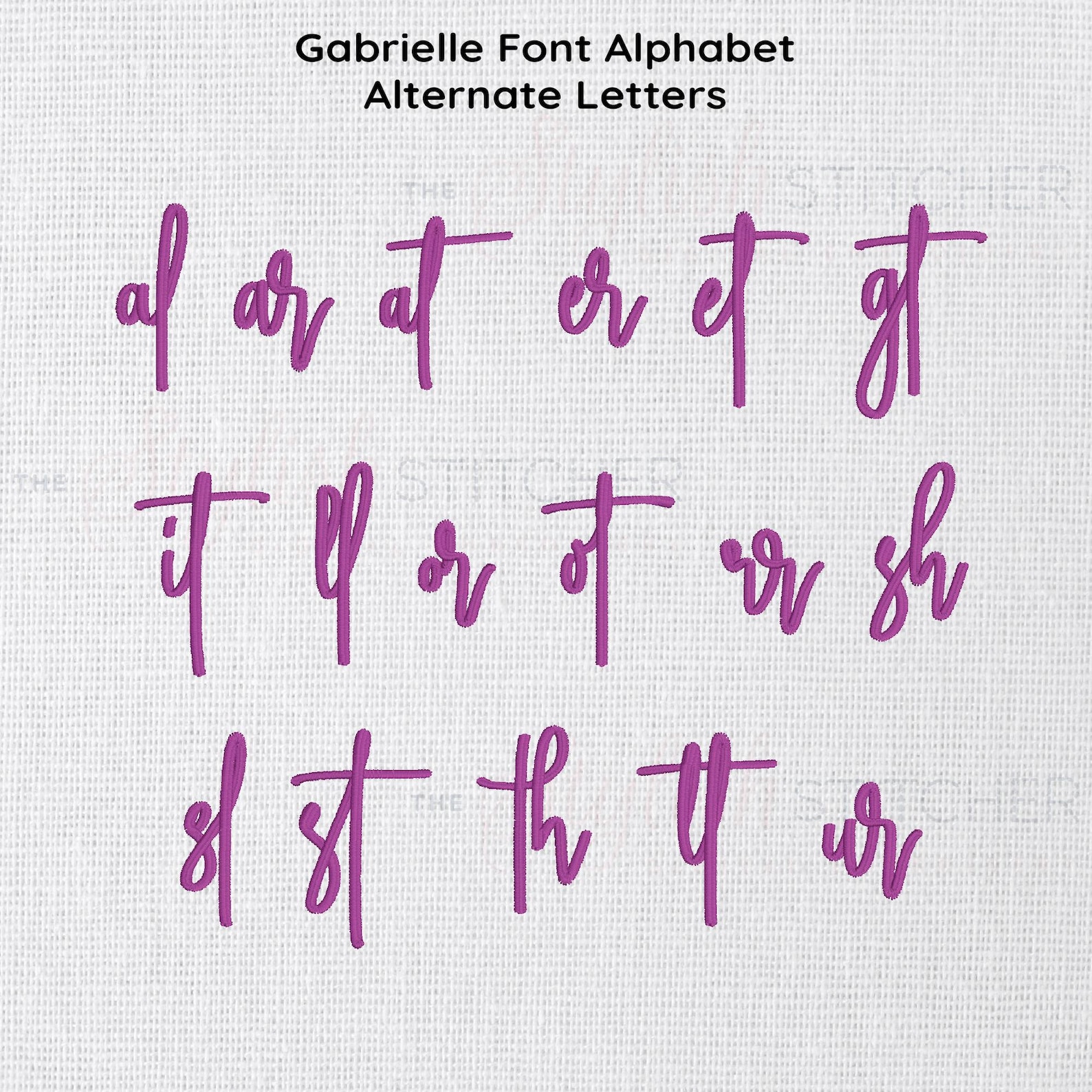 Gabrielle Cursive Script Embroidery Font; 6 Sizes, Instant Download BX ...