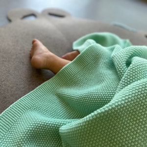 Mint 100% Merino Wolle Decke / Babydecke gestrikt / Merinowolle / Neugeborene / Baby Geschenk / Babydecke Bild 2