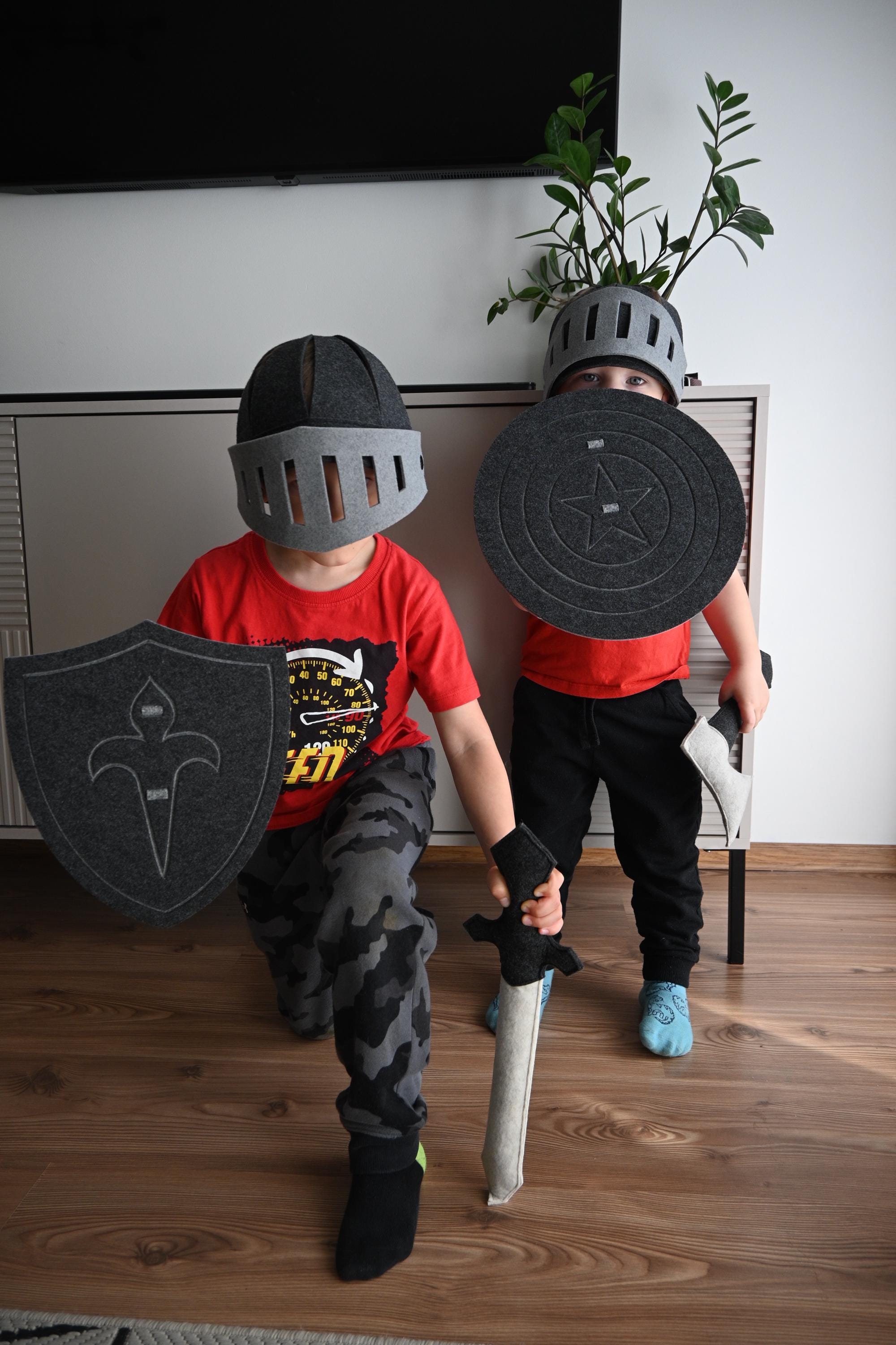 Set Armatura Cavaliere Per Bambini Con Elmo, Spada E Scudo – Costume Medievale