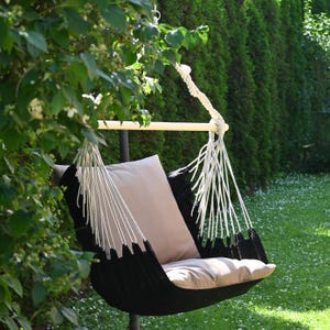 Cozy Hammock Chair Swing – Handmade Cotton Rope Hanging Seat| Boho Hängesessel für Garten & Terrasse