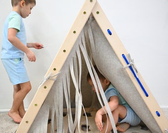 Indroor vilten speelhuis-klimdriehoek met vilten kinderspeeltent, speeltent voor kinderen, Indoor-Spielhaus aus Filz, Spielzelt für Kinder