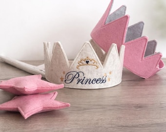 Felt Princess Crown, Wings, Wand, Fairy Costume, Pretend Play Accessories